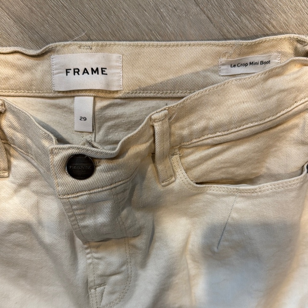 Frame Denim Flare & Wide Leg Jeans in Two Tone Cream - Picture 2 of 6